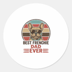 Sticker Rond Meilleur Papa Frenchie Ever Vintage Bulldog Shirt_
