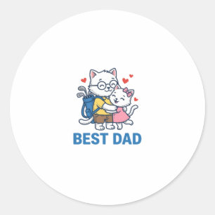 Sticker Rond Meilleur Papa Golf Chat Câlin Mignon Design Vector