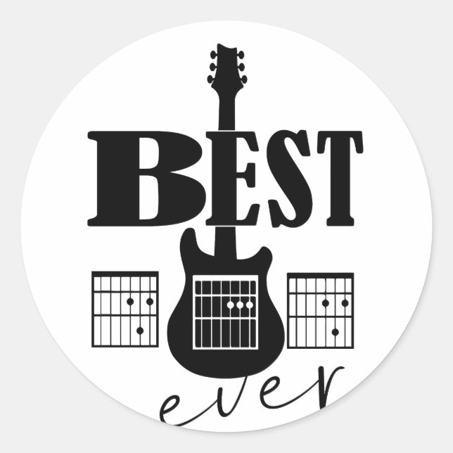 Sticker Rond meilleur papa guitare jamais accords Best Rockstar (Devant)