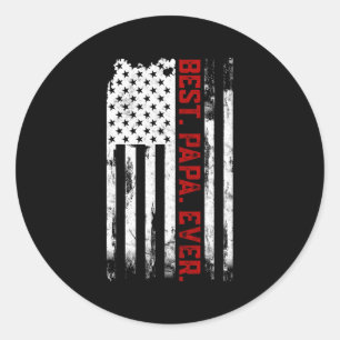 Sticker Rond Meilleur Papa Jamais Américain Drapeau Usa Patrie 