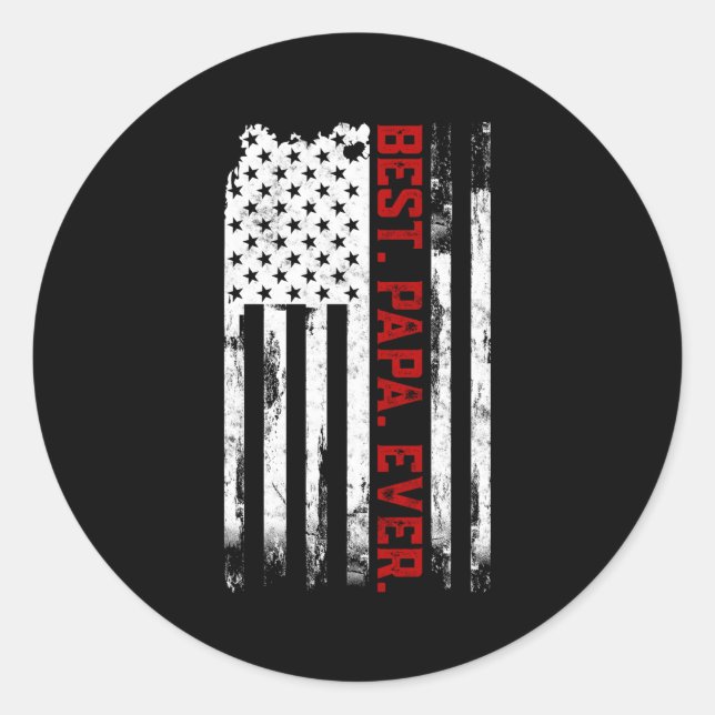 Sticker Rond Meilleur Papa Jamais Américain Drapeau Usa Patrie  (Devant)