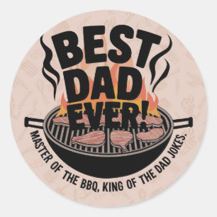 Sticker Rond Meilleur papa jamais design barbecue - King of the