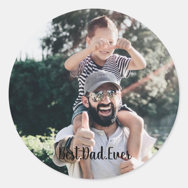 Sticker Rond Meilleur papa Jamais photo moderne Collage (Devant)