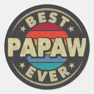 Sticker Rond Meilleur Papaw jamais rétro Vintage grand-père Fêt
