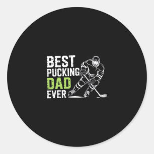 Sticker Rond Meilleur père de puck de tous les temps Entraîneur