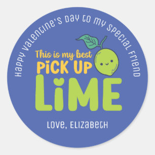 Sticker Rond Meilleur Pickup Lime Funny Pun mignon Saint Valent