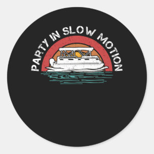 Sticker Rond Meilleur Ponton Capitaine Bateau Parti En Mouvemen