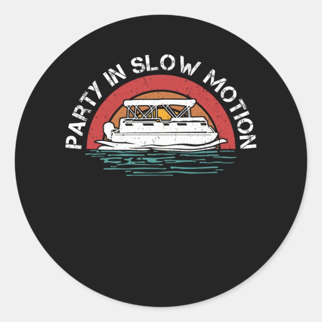 Sticker Rond Meilleur Ponton Capitaine Bateau Parti En Mouvemen (Devant)