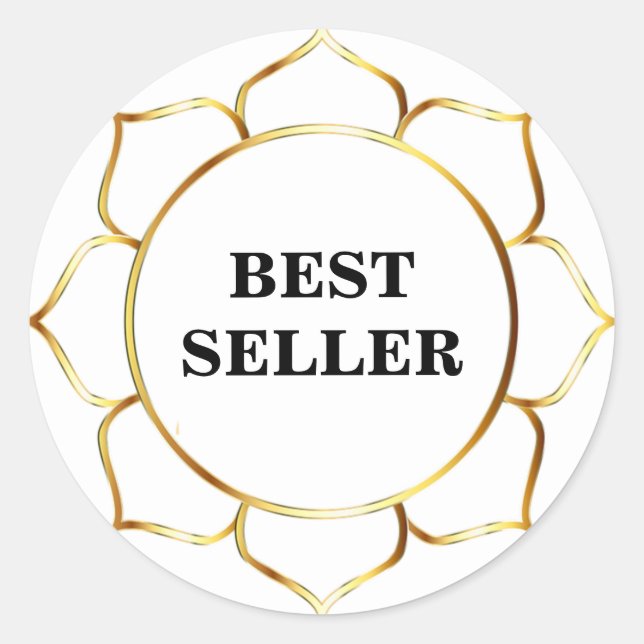 Sticker Rond Meilleur vendeur Golden Lotus Flower (Devant)