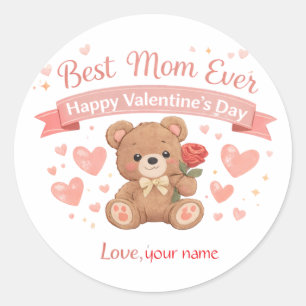 Sticker Rond Meilleure Maman Carte de la Saint-Valentin Cœur Ca