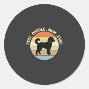 Sticker Rond Meilleure maman Doodle Rétro Chien