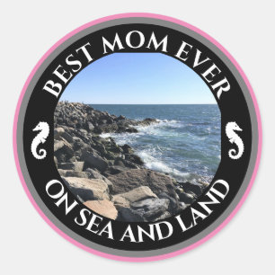 Sticker Rond Meilleure maman jamais bleu océan Atlantique Rocky