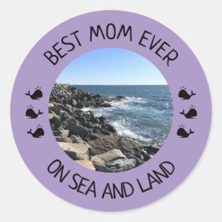 Sticker Rond Meilleure Maman Photo d'Océan Bleu