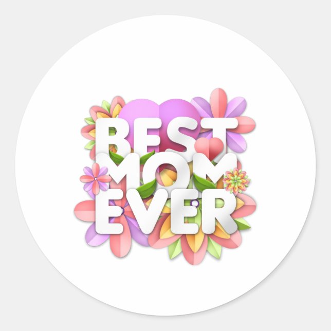 Sticker Rond Meilleure maman pour la fête des mères heureuse (Devant)