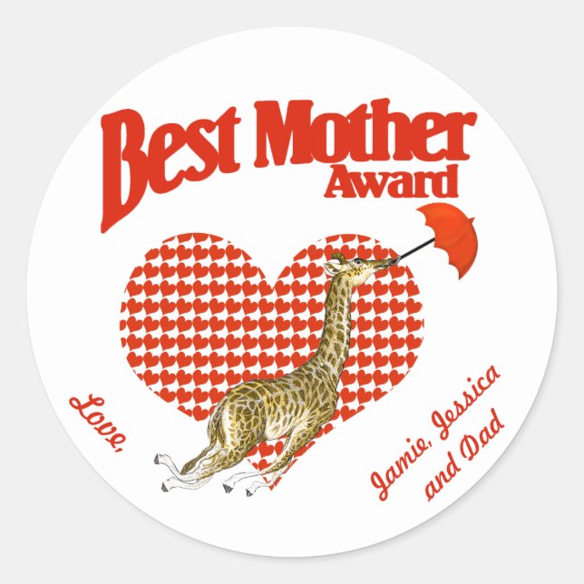 Sticker Rond Meilleure mère Prix Keepsaké (Devant)