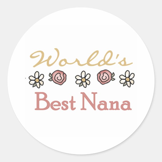 Sticker Rond Meilleure Nana du monde des roses et des marguerit (Devant)