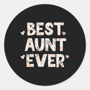 Sticker Rond Meilleure tante Jamais Floral Famille Amour Coeurs