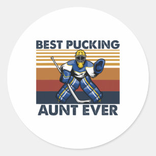 Sticker Rond Meilleure tata de hockey drôle disant