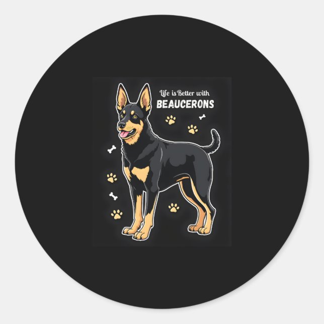 Sticker Rond Meilleure vie avec Beauce Sheepdog Débardeur (Devant)