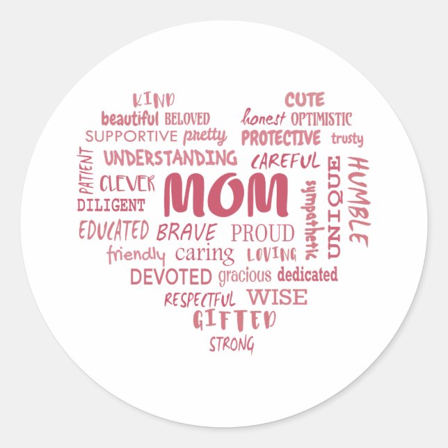 Sticker Rond Meilleures qualités de mère et caractéristiques de (Devant)