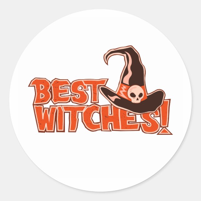 Sticker Rond Meilleures sorcières Drôle cadeau Halloween avec s (Devant)