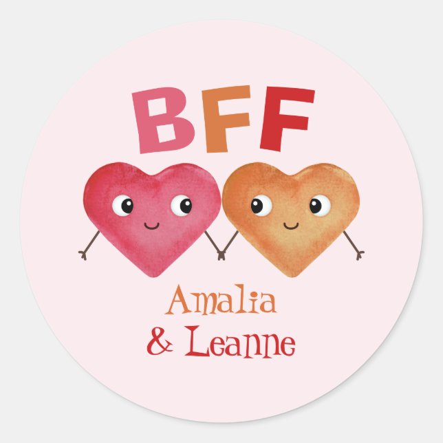 Sticker Rond Meilleurs amis pour toujours BFF mignon couple coe (Devant)