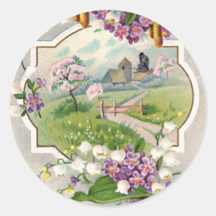 Sticker Rond Meilleurs voeux de Pâques Vintages