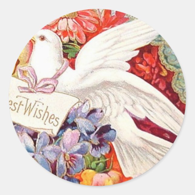Sticker Rond Meilleurs voeux Victorian Dove Mariage Anniversair (Devant)