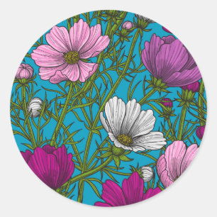 Sticker Rond Mélange cosmos bleu
