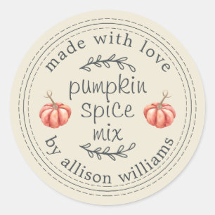 Sticker Rond Mélange d'épices à la citrouille fait maison rusti