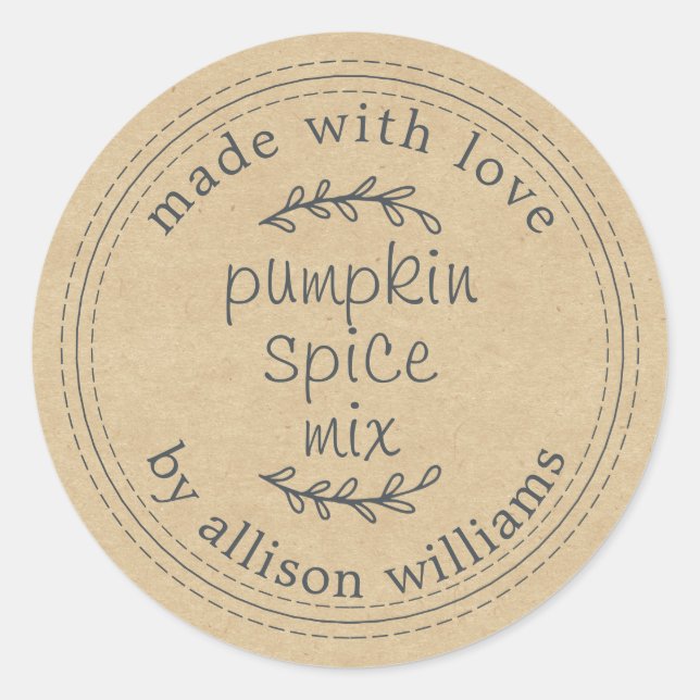 Sticker Rond Mélange d'épices de citrouille fait maison rustiqu (Devant)
