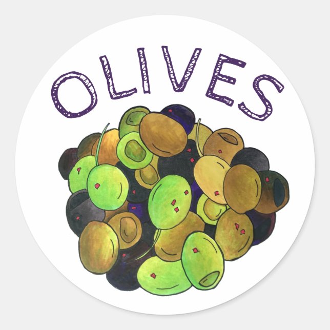 Sticker Rond Mélange d'olives méditerranéennes Cuisine grecque  (Devant)