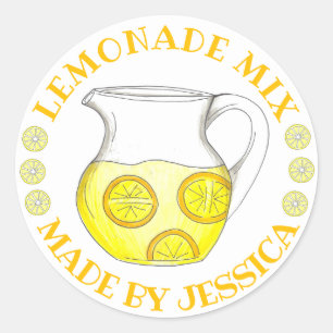 Sticker Rond Mélange Fabriqué Maison Au Citron Ade Lemonade