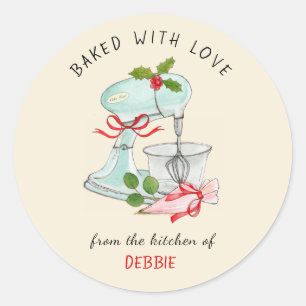 Sticker Rond Mélangeur de gâteaux vintages Fêtes des boulangers