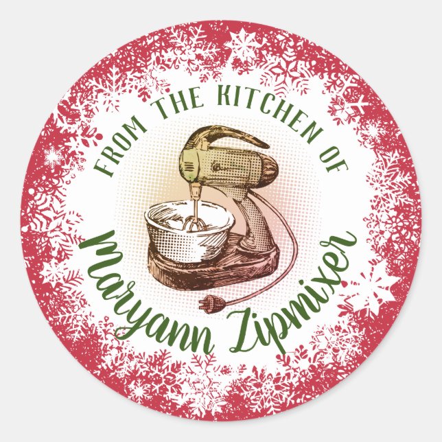 Sticker Rond Mélangeur de stand rétro Noël (Devant)