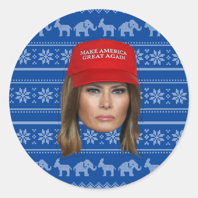 Sticker Rond Melania Trump MAGA Noël (Devant)