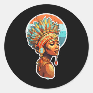 Sticker Rond Melanin spirituelle Fier Afro-Américaine