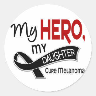 Sticker Rond Melanoma Cancer de la peau MON HÉROS MA FILLE 42