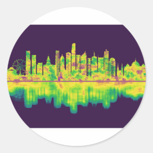 Sticker Rond Melbourne Australie Skyline