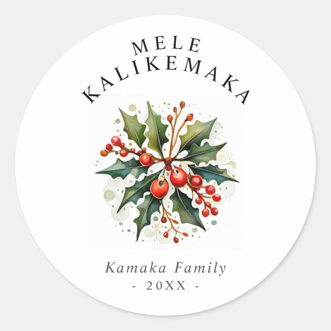 Sticker Rond  Mele Kalikemaka Holiday Custom Text (Devant)