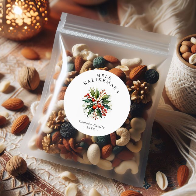 Sticker Rond  Mele Kalikemaka Holiday Custom Text (Créateur téléchargé)