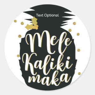 Sticker Rond Mele Kalikimaka Ananas Noël Vacances Personnalisé