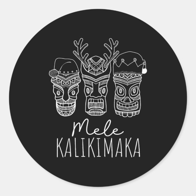 Sticker Rond Mele Kalikimaka Christmas Hawaiian Santa Tiki Mask (Devant)
