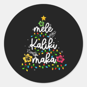 Sticker Rond Mele Kalikimaka Hawaiian Christmas Hawaii Tropical
