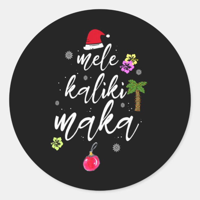 Sticker Rond Mele Kalikimaka Hawaiian Hawaii Xmas Pajama Palm T (Devant)