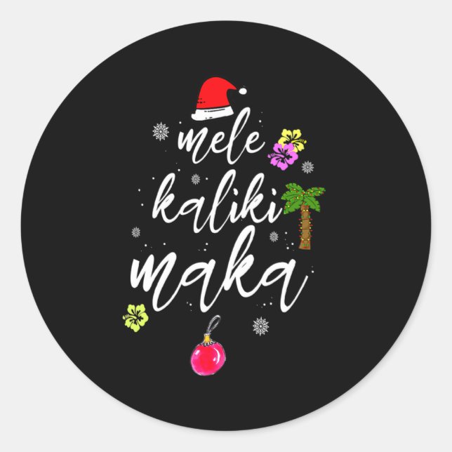 Sticker Rond Mele Kalikimaka Hawaiian Hawaii Xmas Pajama Palm T (Devant)