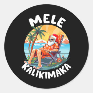 Sticker Rond Mele Kalikimaka Noël Hawaïen À Hawaii Sunba