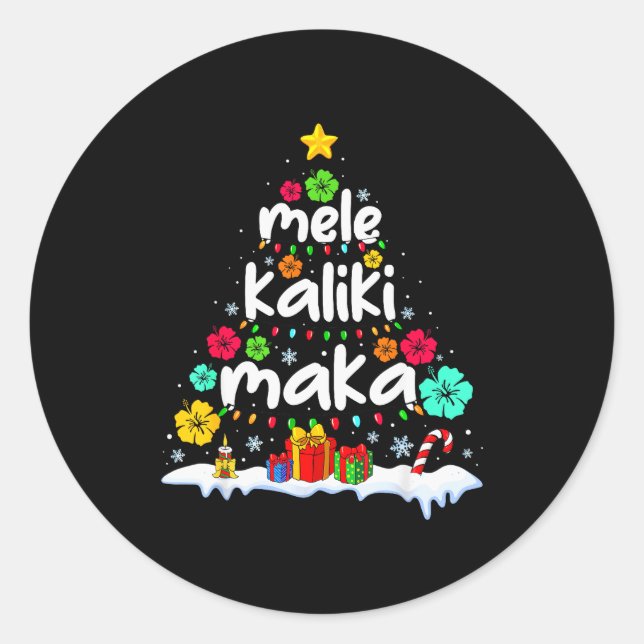 Sticker Rond Mele Kalikimaka Trocal Christmas Hawaiian Santa Xm (Devant)