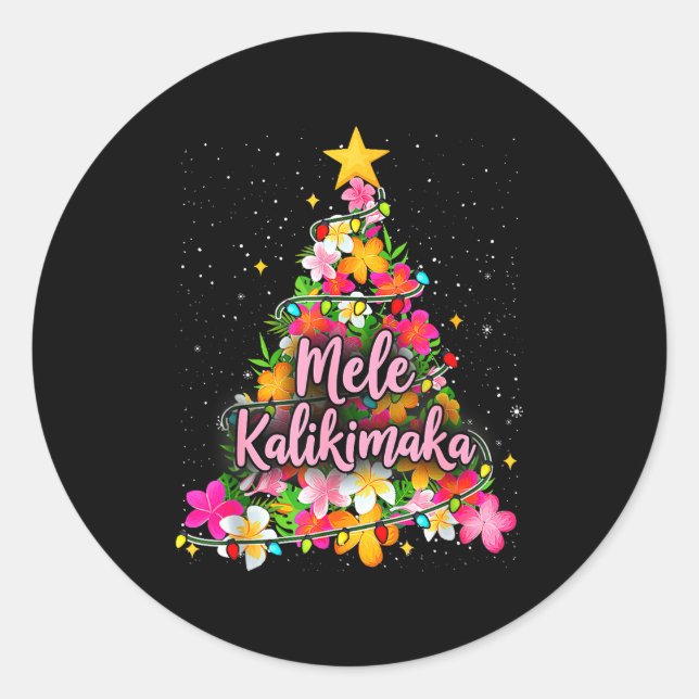 Sticker Rond Mele Kalikimaka Trocal Christmas Hawaiian Xmas  (Devant)