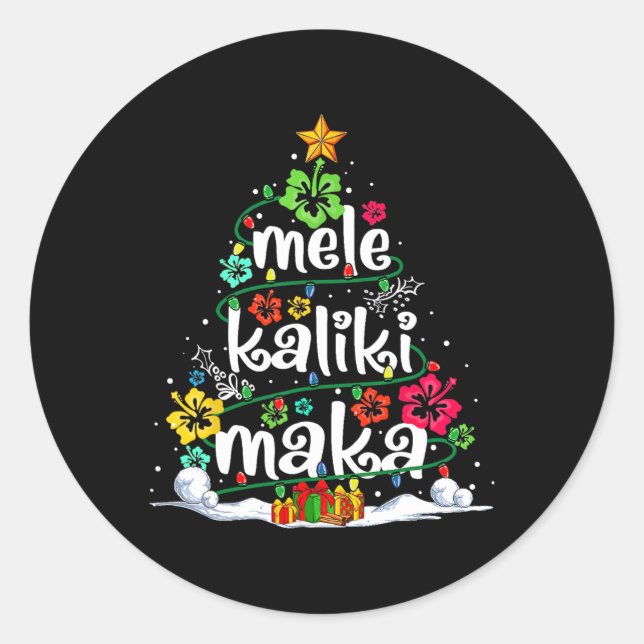 Sticker Rond Mele Kalikimaka Tropical Christmas Hawaiian Père N (Devant)